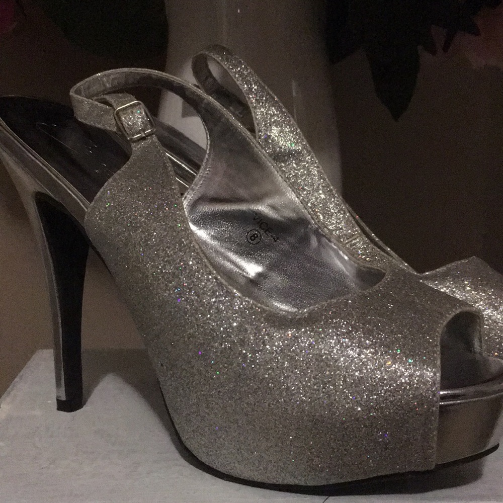 Michaelangelo Sling Silver-Glitter Pageant Heels
